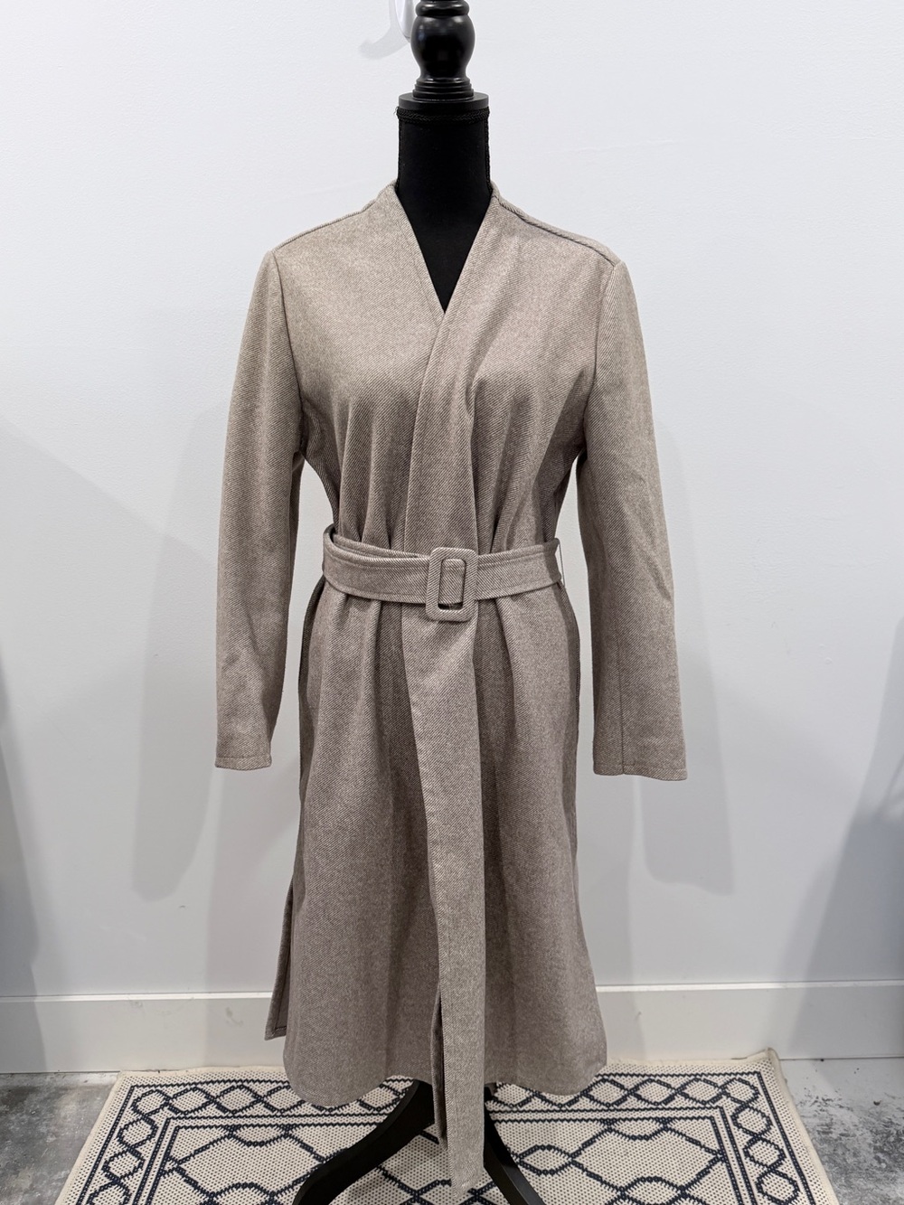Oak + Fort Gray Classic Long Sleeve Waist Belted Outerwear Womens Overcoat
